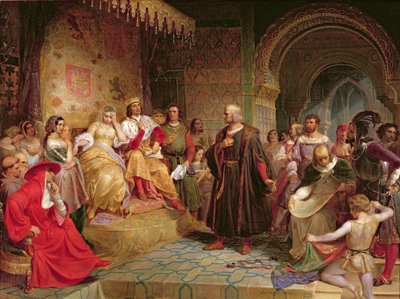 Colombo davanti alla regina, 1843 da Emanuel Gottlieb Leutze