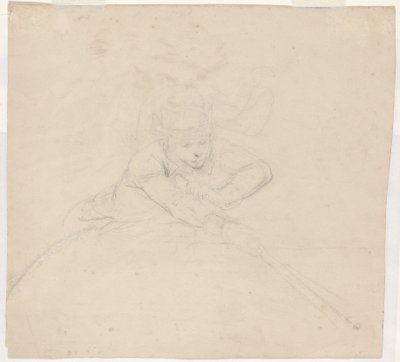 Studio di Figura a Mezza Lunghezza con Palo (verso) da Emanuel Gottlieb Leutze
