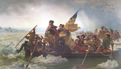 Washington attraversa il Delaware; Natale 1776; fine XIX secolo da Emanuel Gottlieb after Leutze