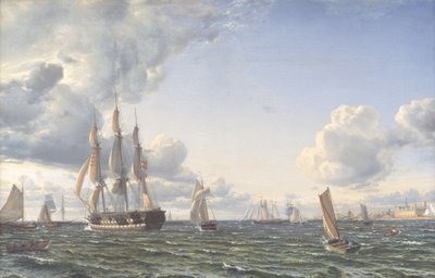 La nave di linea "Valdemar" attraversa il Sund con una fresca brezza da Emanuel Larsen