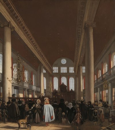 Interno della sinagoga portoghese ad Amsterdam da Emanuel de Witte
