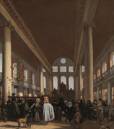Interno della sinagoga portoghese di Amsterdam da Emanuel de Witte