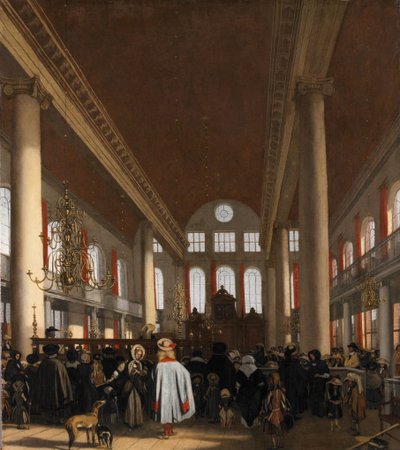 Interno della sinagoga portoghese ad Amsterdam da Emanuel de Witte
