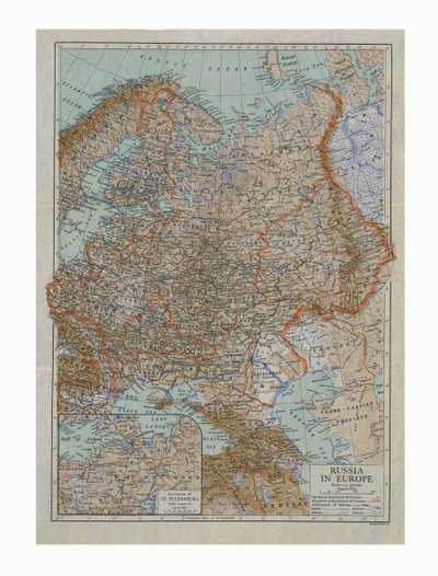 Mappa della Russia in Europa, c1910s da Emery Walker