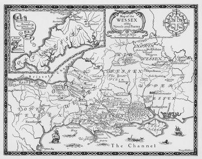 Mappa del Wessex dei romanzi e delle poesie di Thomas Hardy da Emery Walker