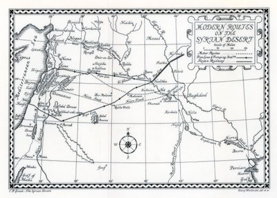 Rotte ferroviarie e automobilistiche e oleodotti, deserto siriano, 1937 da Emery Walker