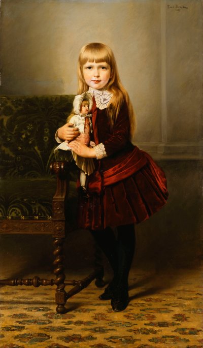Ritratto di una giovane ragazza con una bambola da Emil Brack