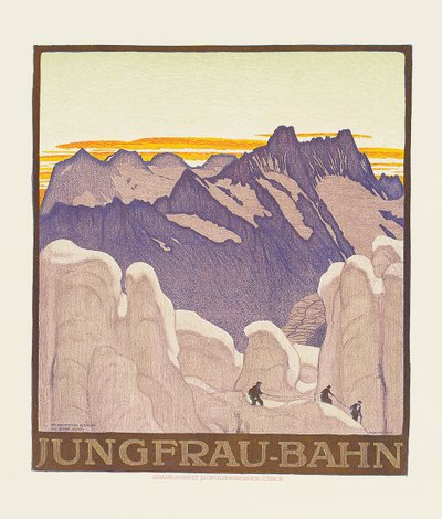 Jungfrau-Bahn, poster pubblicitario della ferrovia della montagna Jungfrau da Emil Cardinaux