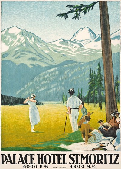 Poster pubblicitario del Palace Hotel a St. Moritz da Emil Cardinaux