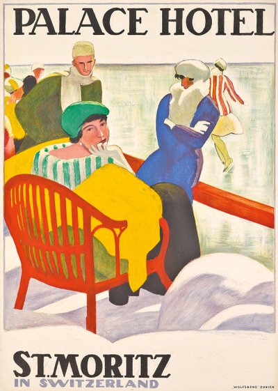 Poster che pubblicizza il Palace Hotel a St. Moritz da Emil Cardinaux