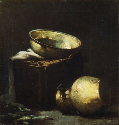 Natura morta con pentole di rame e pesce nero da Emil Carlsen