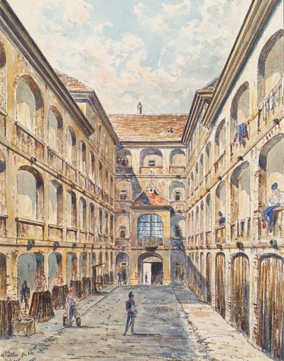 Il primo cortile della caserma Salzgries a Vienna da Emil Hütter