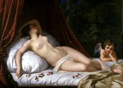 Venere distesa con Cupido, 1839 da Emil Jacobs
