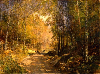 Strada forestale vicino a Schärfling, 1890 da Emil Jakob Schindler