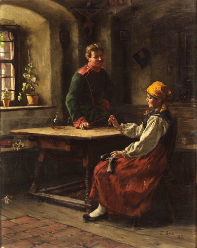 Ufficiale con contadino, 1887 da Emil Rau