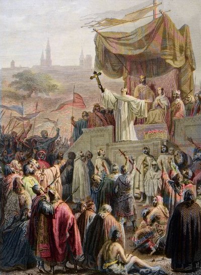 San Bernardo di Chiaravalle predica la Seconda Crociata a Vézelay, 31 marzo 1146 - incisione dopo Emile Signol - San Bernardo di Chiaravalle predica la Seconda Crociata alla presenza del re Luigi VII e della regina Alienor da Emile (after) Signol