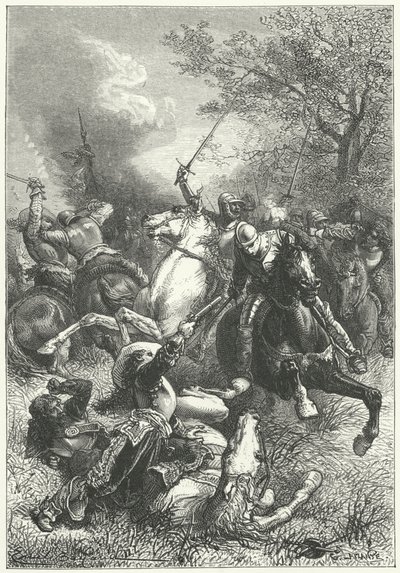 Gli Ironsides di Cromwell combattono la cavalleria realista nella guerra civile inglese (incisione) da Emile Antoine (after) Bayard