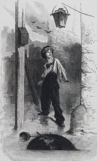 Scena da I Miserabili, di Victor Hugo: Gavroche da Emile Antoine (after) Bayard