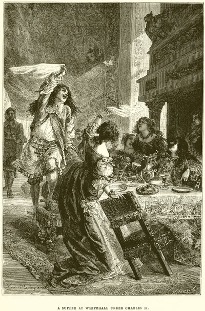 Una cena a Whitehall sotto Carlo II da Emile Antoine Bayard
