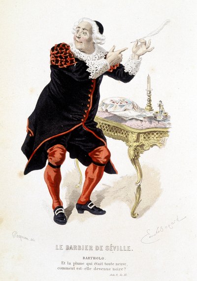 Bartholo in “Il barbiere di Siviglia” - in “Opere complete di Beaumarchais”, disegni di Emile Bayard, ed. Laplace Sanchez & cie, Parigi da Emile Antoine Bayard
