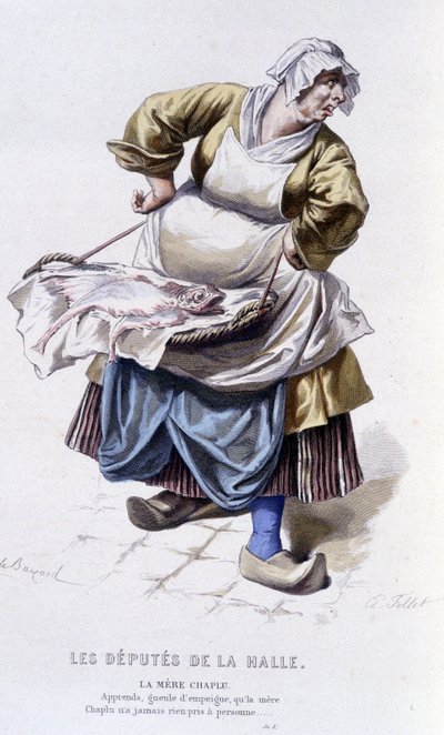 Opera completa di Beaumarchais (1732-1799) di Edouard Fournier. disegno di Emile Bayard. Ed. Laplace, Sanchez et Cie, Parigi 1876. Questa è Madre Chaplu in "I deputati della sala" da Emile Antoine Bayard