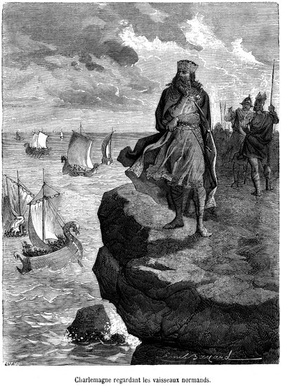 Imperatore Carlo Magno che osserva l