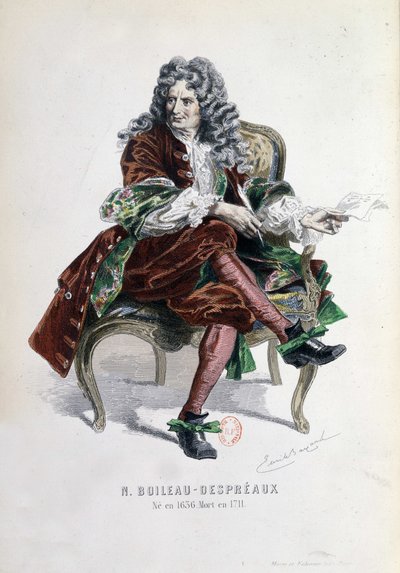 Ritratto di Nicolas Boileau Despreaux (Boileau-Despreaux) (1636-1711) in "Opere di Nicolas Boileau" Parigi 1873 (incisione) da Emile Antoine Bayard