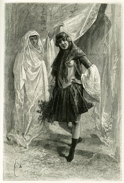 Ritratto di Ziba Khanoum, principessa persiana. Incisione di E.Bayard, da una fotografia, per illustrare la storia "Persia, Caldea e Susiana" nel 1881-1882, di Jane Dieulafoy (nata Magre) da Emile Antoine Bayard