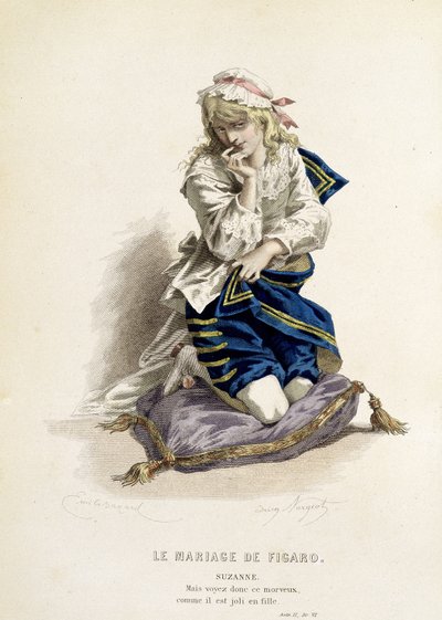Suzanne in "Le nozze di Figaro" - in "Opere complete di Beaumarchais", disegni di Emile Bayard, ed. Laplace Sanchez & cie, Parigi da Emile Antoine Bayard