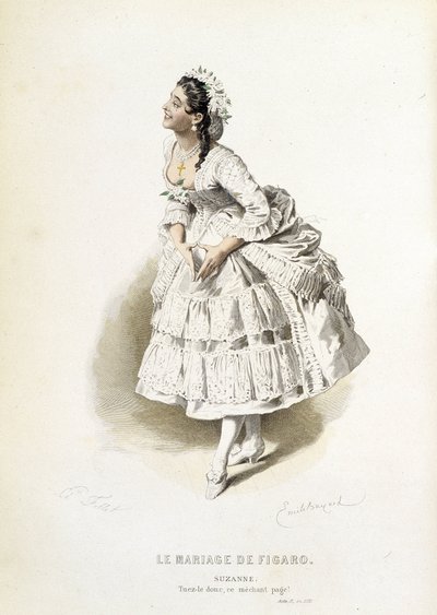 Suzanne in "Le nozze di Figaro" - in "Opere complete di Beaumarchais", disegni di Emile Bayard, ed. Laplace Sanchez & cie, Parigi da Emile Antoine Bayard