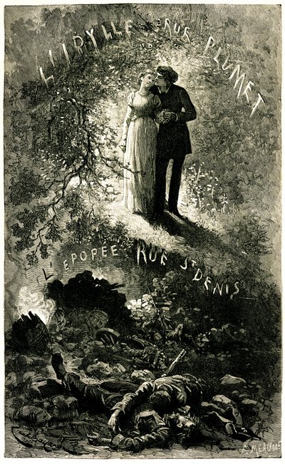Cosette e Marius amanti e le barricate di Parigi da Emile Antoine Bayard