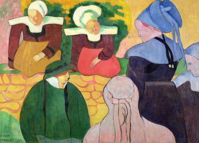 Donne bretoni su un muro da Emile Bernard