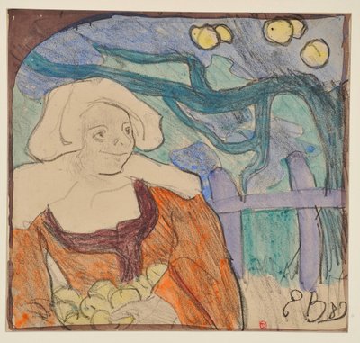 Bretone che raccoglie mele [prova b] da Emile Bernard