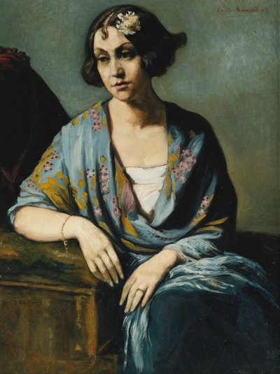 Ritratto di una giovane donna appoggiata sul gomito, 1928 da Emile Bernard