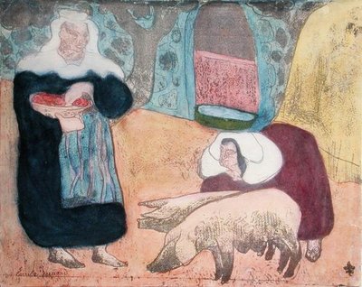 Donne con maiali da Emile Bernard