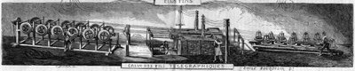 Galvanizzazione del ferro e fili telegrafici nella fabbrica di Grenelle dalla compagnia delle forge della Franca Contea. Incisione di Emile Bourdelin in 