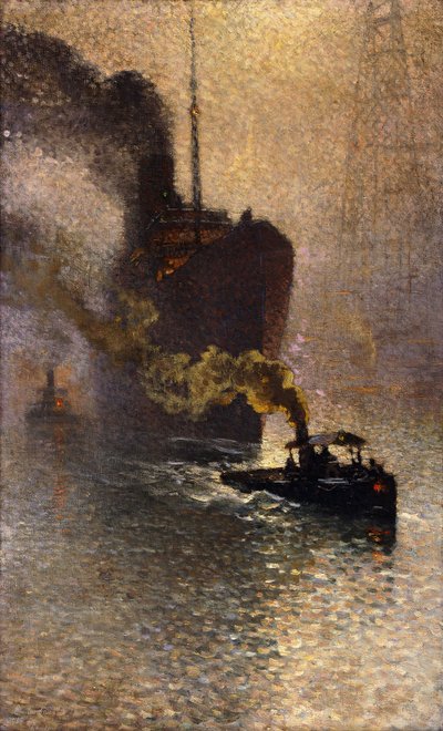 In Rimorchio sul Tamigi nella Nebbia da Emile Claus