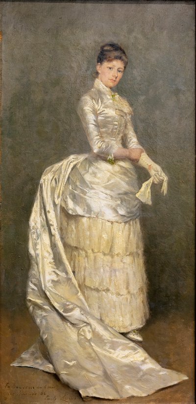 Ritratto della signora Claus nel suo abito da sposa da Emile Claus