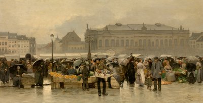 Il mercato davanti al teatro di Anversa da Emile Claus