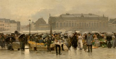 Il mercato di fronte al teatro di Anversa da Emile Claus