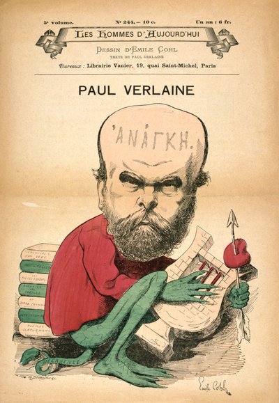 Paul Verlaine come Decadenza, ca. 1880s da Emile Cohl