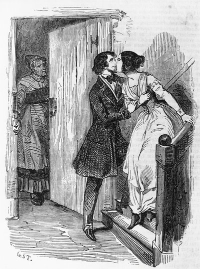 Illustrazione per Eugenie Grandet, romanzo di Honore de Balzac dalla collezione in più volumi intitolata Commedia Umana, incisione di Emile Deschamps da Emile Deschamps