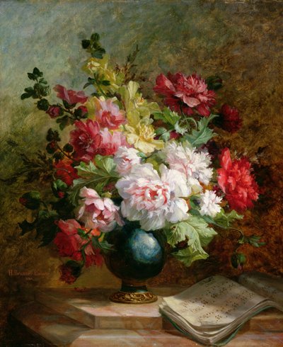 Natura morta con fiori e spartito musicale da Emile Henri Brunner Lacoste