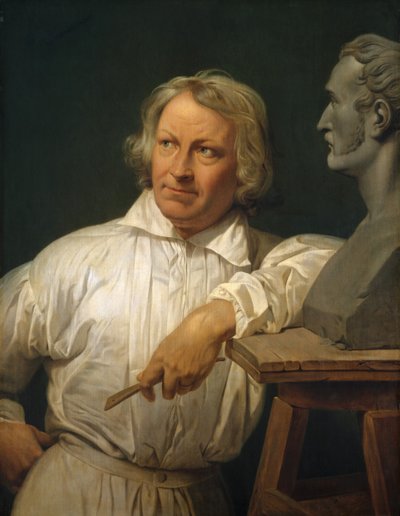 Bertel Thorvaldsen 1768-1844 con il busto di Horace Vernet, 1833 o successivo da Emile Jean Horace Vernet