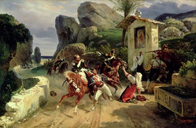 Briganti italiani sorpresi dalle truppe papali, 1831 da Emile Jean Horace Vernet