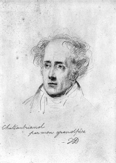 Ritratto di Francois Rene (1768-1848) Vicomte de Chateaubriand, c.1829 da Emile Jean Horace Vernet