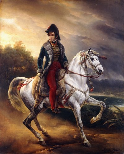 Ritratto di Justo Machado y Salcedo, Console Spagnolo a Parigi a Cavallo, 1821 da Emile Jean Horace Vernet