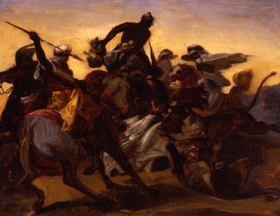 Schizzo per La caccia al leone, c.1836 da Emile Jean Horace Vernet