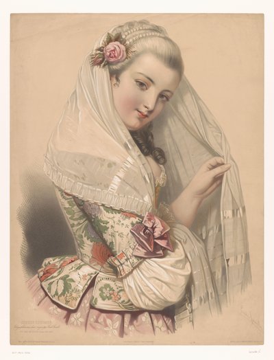 Giovane donna velata con una rosa nei capelli da Emile Lassalle