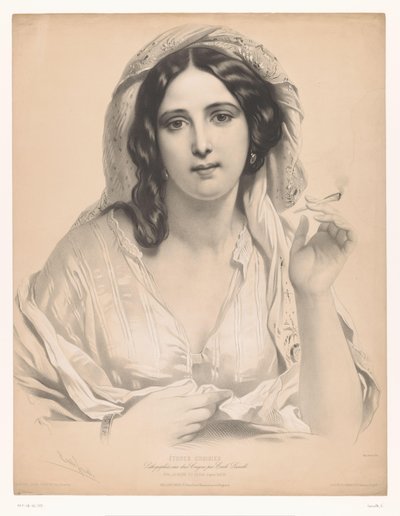 Giovane donna velata con una sigaretta in mano (La reine du sérail) da Emile Lassalle